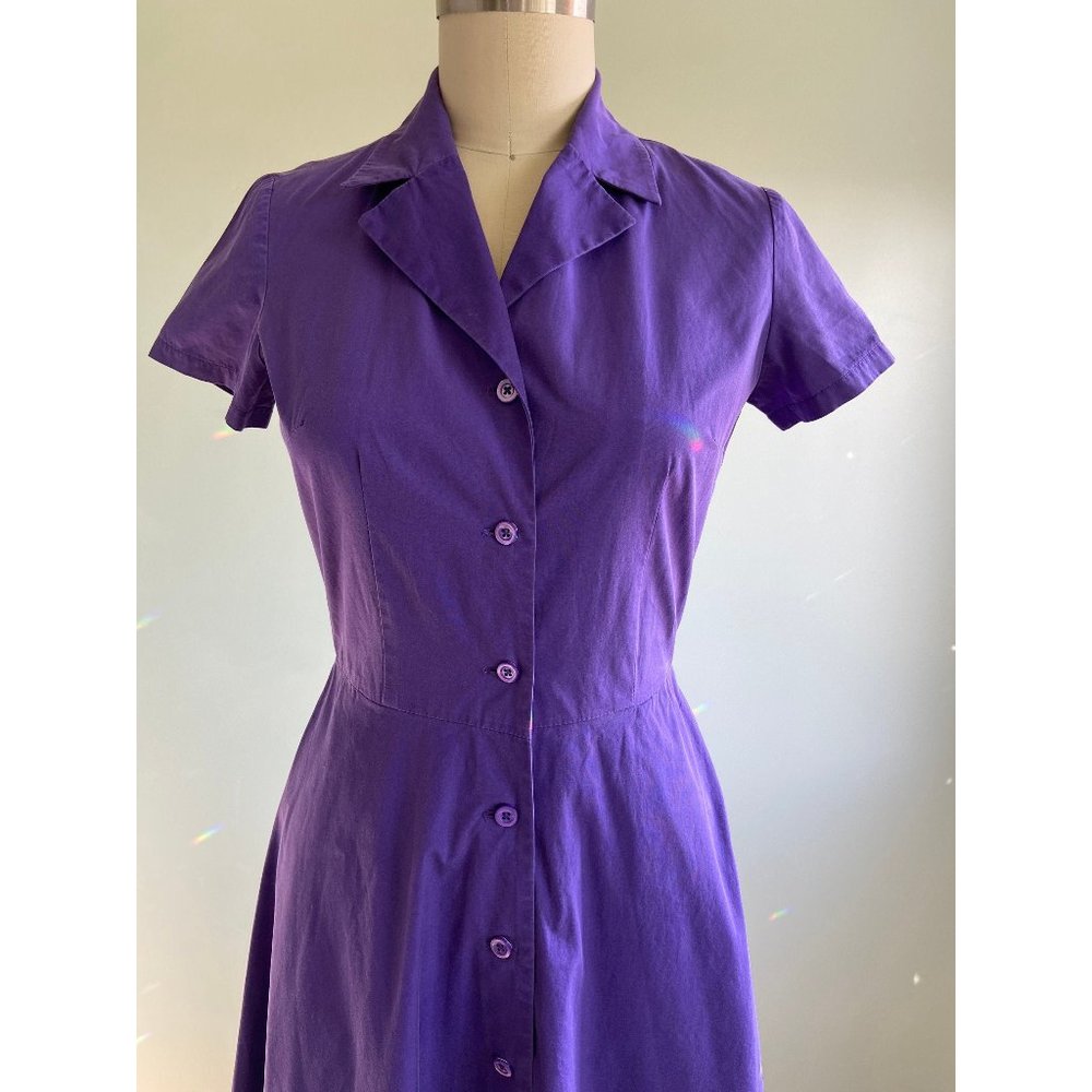 J. Peterman purple cotton shirt dress house dress